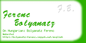 ferenc bolyanatz business card